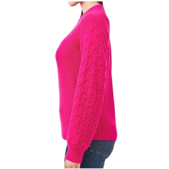 Vince Camuto Hot Pink Textured Dot Sleeve Sweater Women’s Size Small - Picture 2 of 12